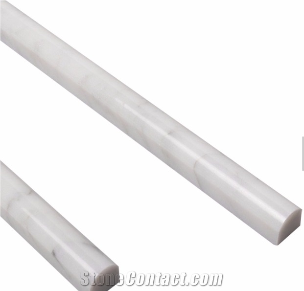 12" Polished Carrara White Marble Liner Mouldings Pencil Bullnose