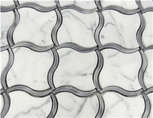 Carrara White and Frey Marble Mosaics Tiles,Waterjet Hot Sale Style