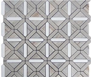 Hot Sale Grey Wooden Marble Mosaics,Popular Style Pattern,Leiyan Stone