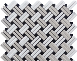 New Basketwave Mosaic Tile,Hot Sale Pattern,White,Black and Grey Mixed
