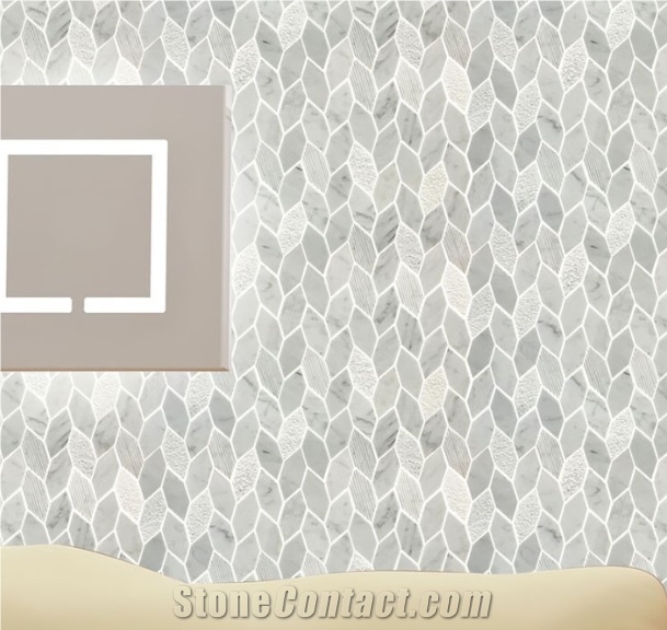 New Design Wooden Grey Marble Mosaic Tile Backsplash, Hot on Sale