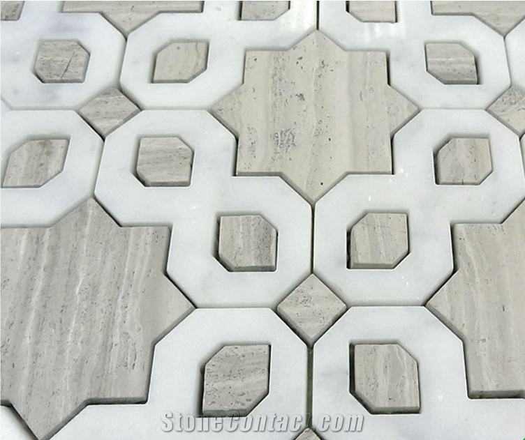Water Jet Marble Mosaic Tiles on Net,Backsplash,Floor,Wall,Kichen,Bath