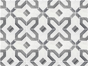 Waterjet Pattern,White and Grey Marble Mosaic Tile for Wall,Backsplash