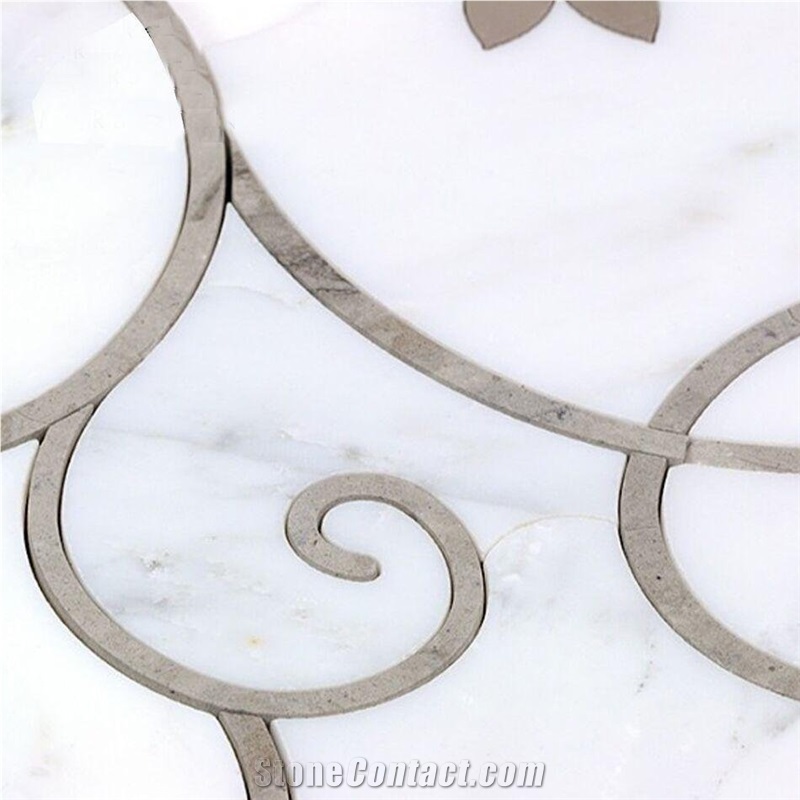 Marble Base Waterjet Mosaic Medallions for Wall Decor