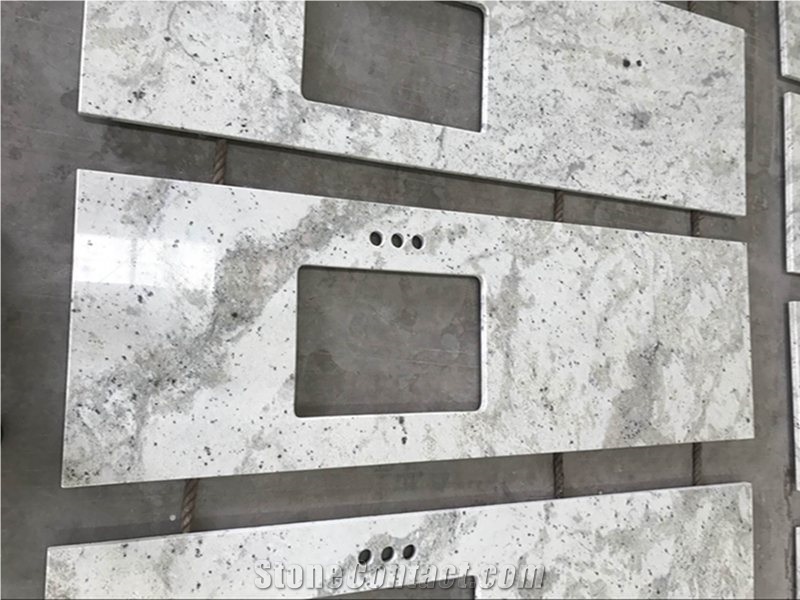 Andromeda White Granite Worktop,Dark Gray Veins,Project Countertops