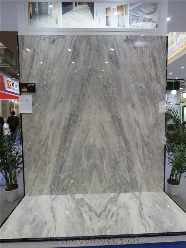 Cheap Spring Land White Grey Veins Marble Slabs Wall Background Tiles