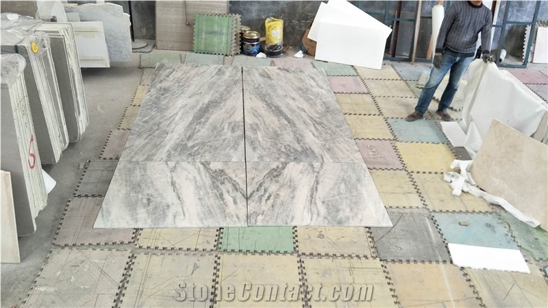 China White Grey Spring Land Marble Floor Wall Tiles Book Match Hotel