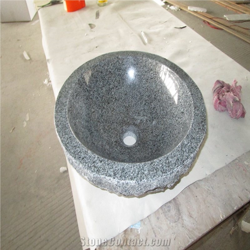 Padang Dark Grey G654 Granite Sink,Countertop Round Basin,Bathroom