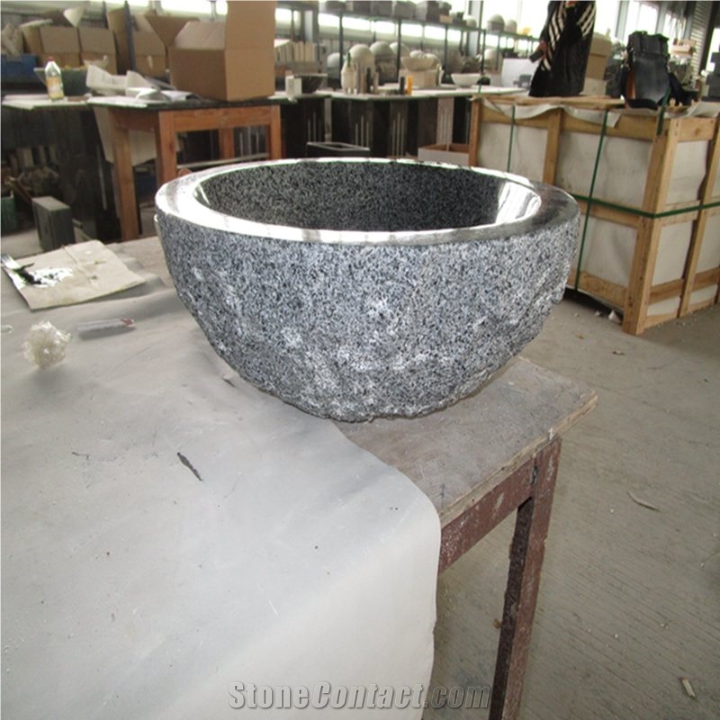 Padang Dark Grey G654 Granite Sink,Countertop Round Basin,Bathroom