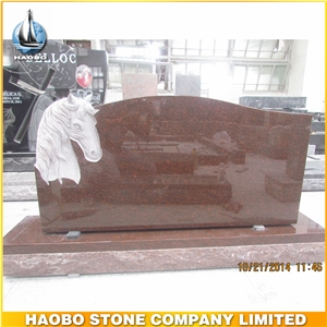 Factory Wholesale Red Granite Monument and Horse Sculpture Gravestone