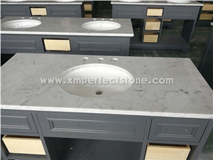 Carrara White Marble,Bianco Carrara White Countertops with One Sink