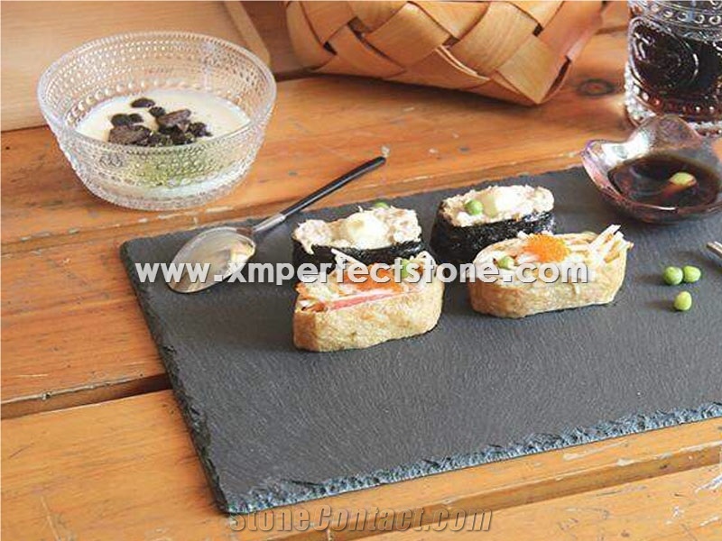 2x Natural Slate cheeseboard tray dinner plates Food snack tapas sushi 40x30cm