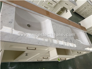Double Sink Bathroom Vanity Top 61 X22 Bianco Carrara Marble