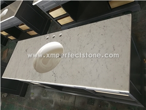 Marble Bianco Carrara Bath Vanity Countertop Cabinet