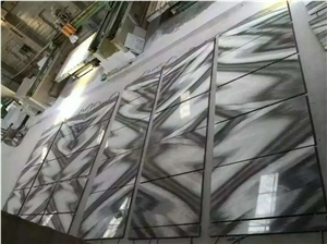 China Grey and White Marble, Cucci Grey Marble Dry Lay Tiles Project