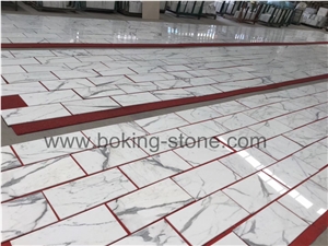 Original Statuario Marble Tiles Dry Lay for Interior Project Customize