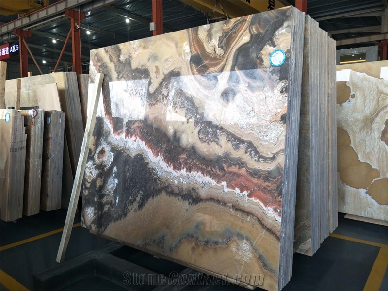 Red Dragon Onyx Slabs Tiles/China Multicolor Onyx/Onyx Wall Covering