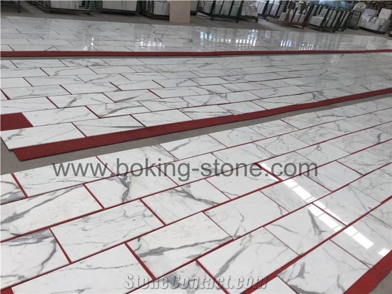 Statuario White Marble Water Jet Medallions, Marble Tiles Dry Lay
