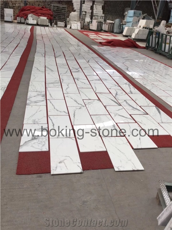 Statuario White Marble Water Jet Medallions, Marble Tiles Dry Lay