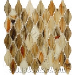 Tropical Forest Brown Unique Shapes Glass Glossy Tile