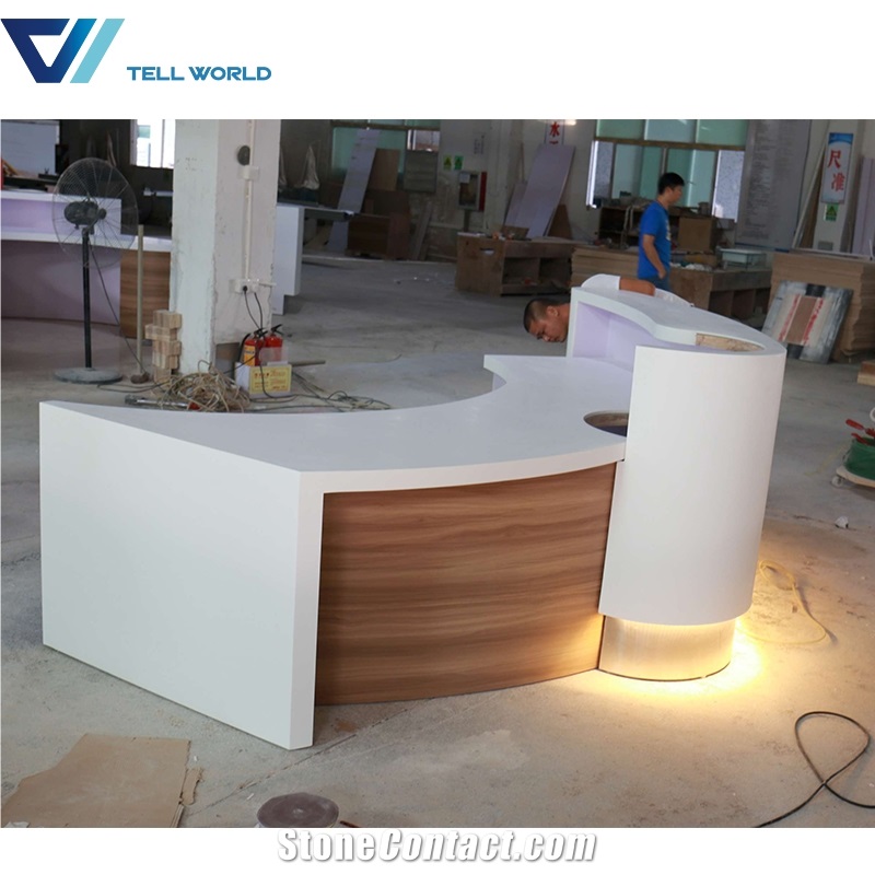Customized Design Material Half Round Reception Desk from China