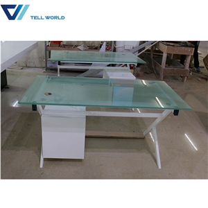 Glass Top Standard Office Desk Dimensions Table