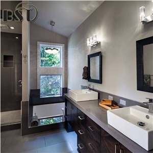 Laminated Grey Quartz Stone Bathroom Vanity