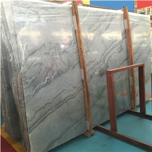 China Bruce Silver Marble Tile Ice Grey Dark Blue Marble Polished Slab