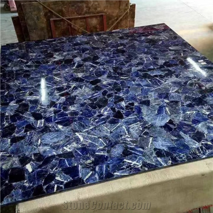 Luxury Blue Agate Stone Lapis Lazuli Gemstone Semiprecious Tile