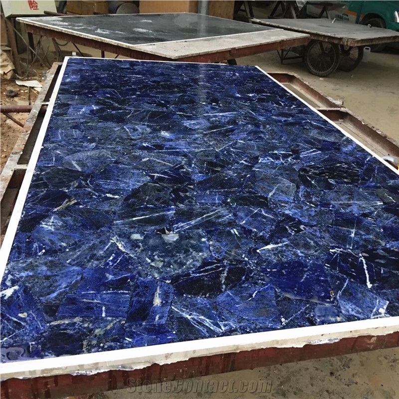 Luxury Blue Agate Stone Lapis Lazuli Gemstone Semiprecious Tile Slab