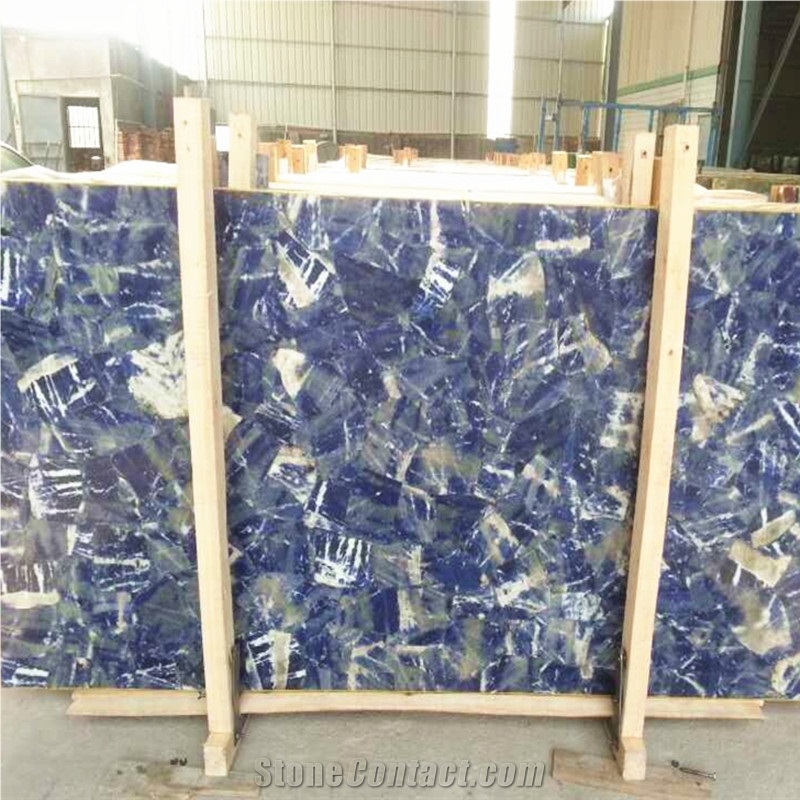 Luxury Blue Agate Stone Lapis Lazuli Gemstone Semiprecious Tile Slab