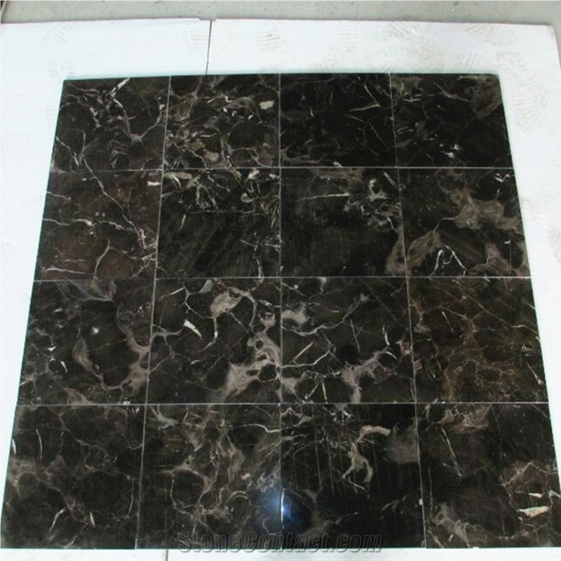 Polished Cheap China Classic Marron Brown Marble Stone Tile 12”X12”