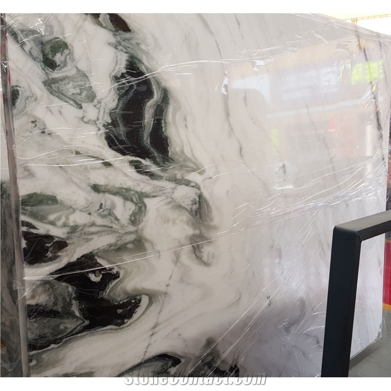 China Extra Wall Stone Slab White Marble with Green Veins
