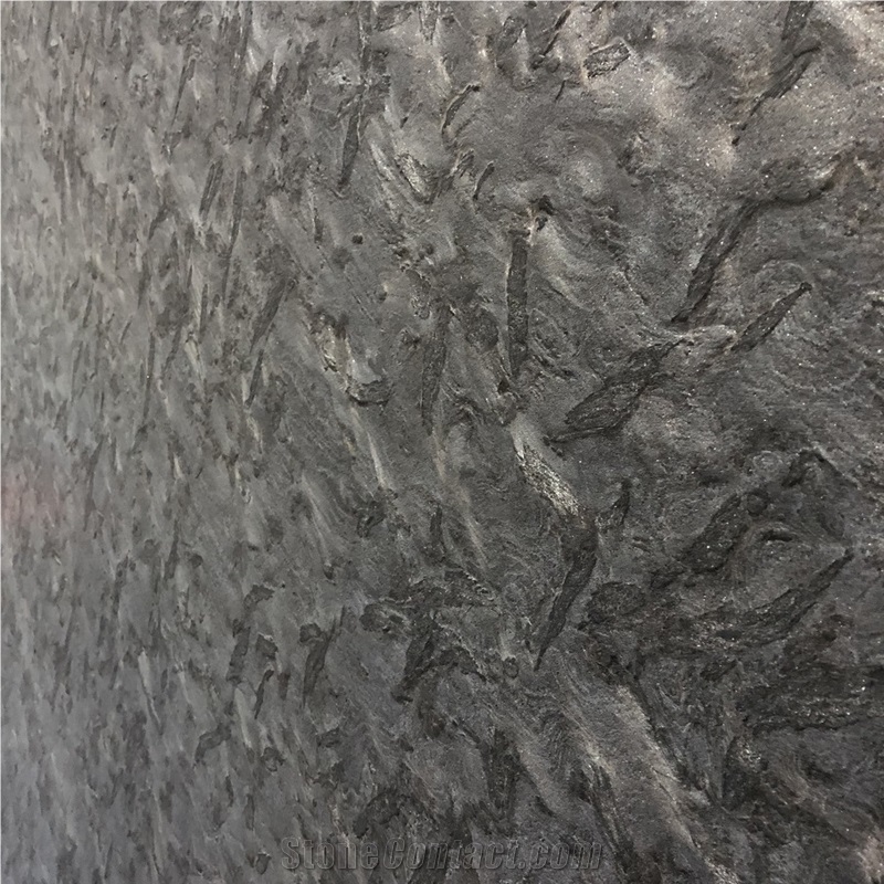 Luxury Brazil Black Matrix Granite Acid Washing Tile Slab