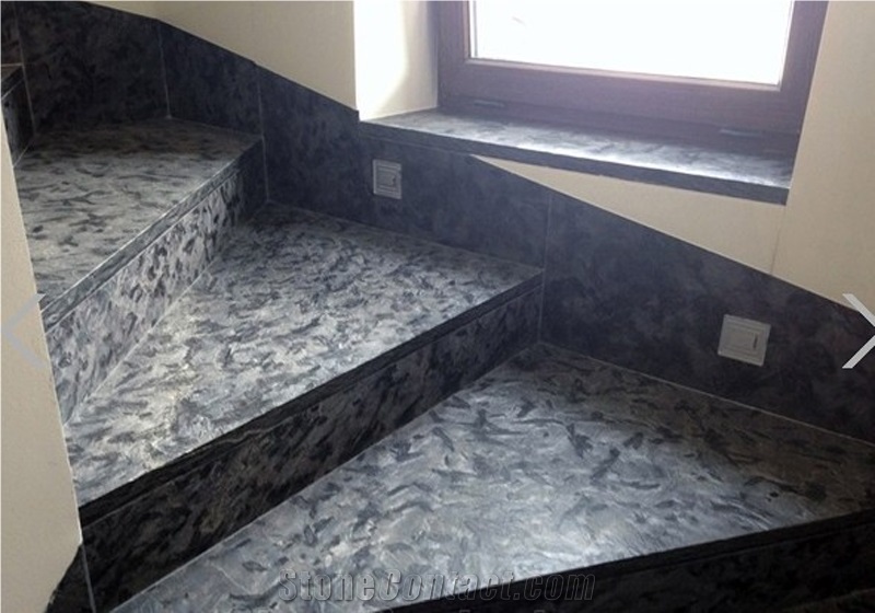 Luxury Brazil Black Matrix Granite Acid Washing Tile Slab