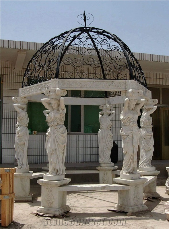 White Marble Garden Gazebo Pavilions Sculpture Gazebo