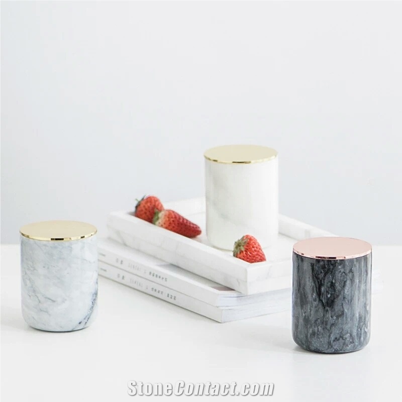 Luxury Black Marble Candle Jars for Wedding Deco
