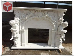 China Factory Supply White Marble Angel Sculpture Fireplace Decorating