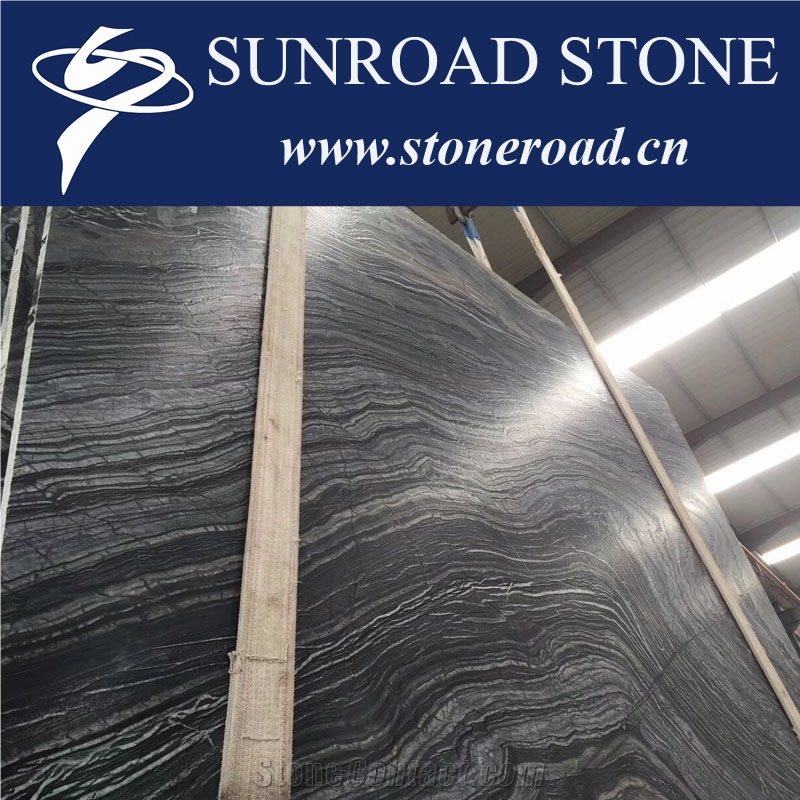 Silver Wave / Black Forest / Wood Vein Marble Slab / Leather Finish