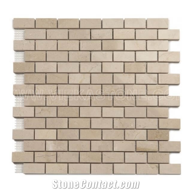 Crema Marfil Marble Mosaic Tile Brick 1x2 for Wall and Floor Covering