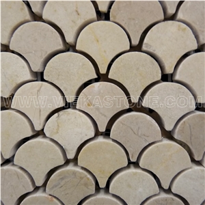 Crema Marfil Marble Mosaic Tile Fan Pattern for Wall and Floor