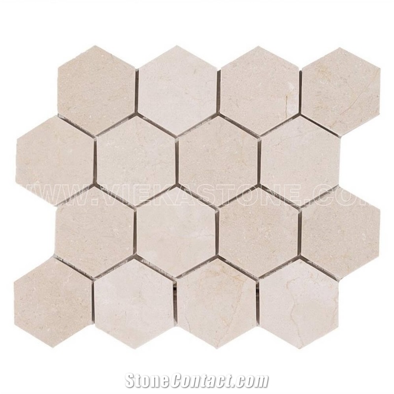Crema Marfil Marble Mosaic Tile Hexagon 3 Wall and Floor Covering