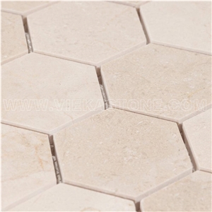Crema Marfil Marble Mosaic Tile Hexagon 3 Wall and Floor Covering