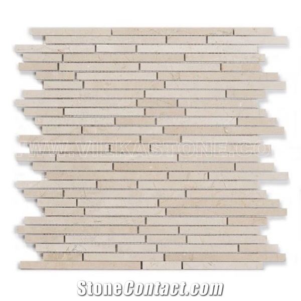 Crema Marfil Marble Mosaic Tile Thin Brick for Wall and Floor Covering