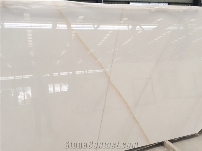 Chinese White Marble, Spun Golden White Medium Grade 1.8cm Big Slabs
