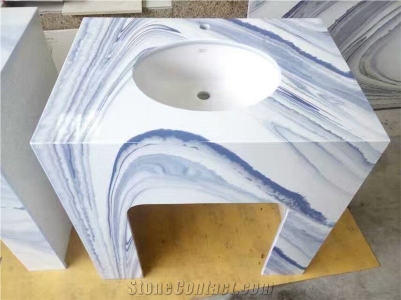 Nano Crystallized Marble, Blue or Purple Texture, Bathroom Counter-Top
