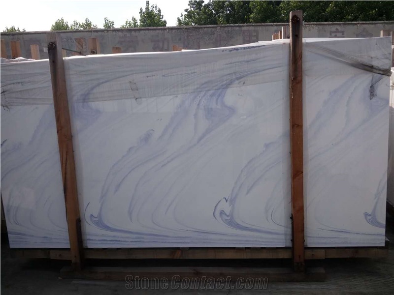 Nano Crystallized Stone, Blue Veins Artificial Marble Big Slabs