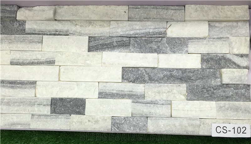 Natural Cultured Stone, Type No.Cs-102 White & Black Mixed Slate Panel
