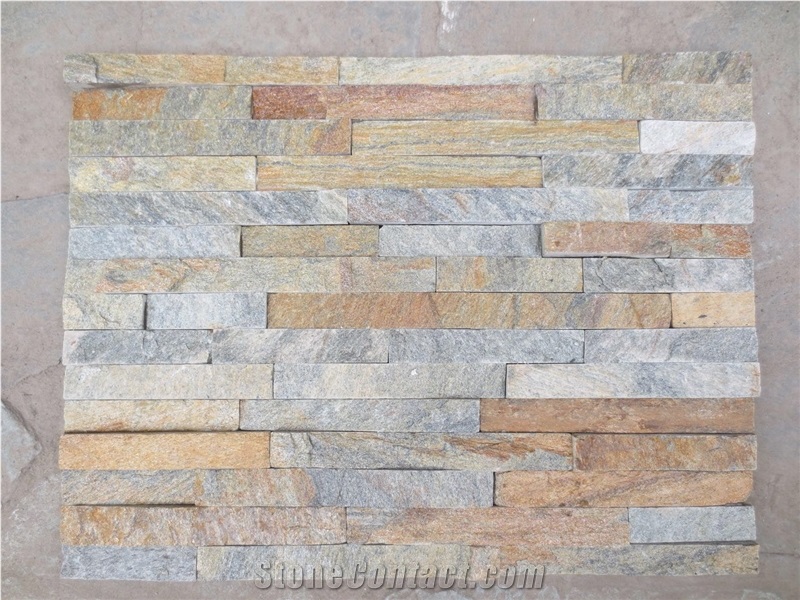 Rusty, Grey and Black Mixed Slate Cultured Stone Panels, No.Cs-104