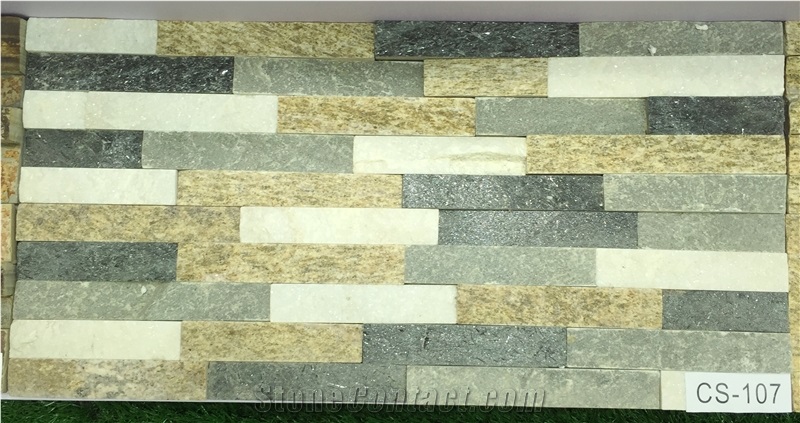 White, Black, Rusty Slate Mixed Cultured Stone Panels, Type No. Cs-107